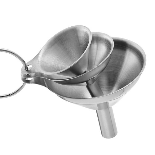 Amazon stainless steel funnel three-piece mini funnel oil filler sauce drainer wine drainer integrated liquid dispenser