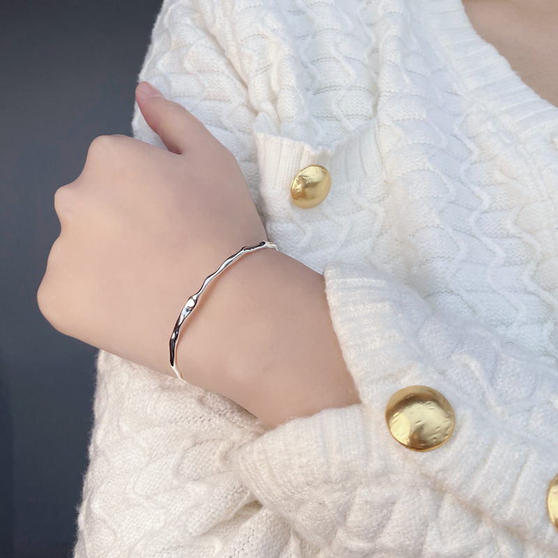 Simple Style Geometric Sterling Silver Polishing Bangle 1 Piece