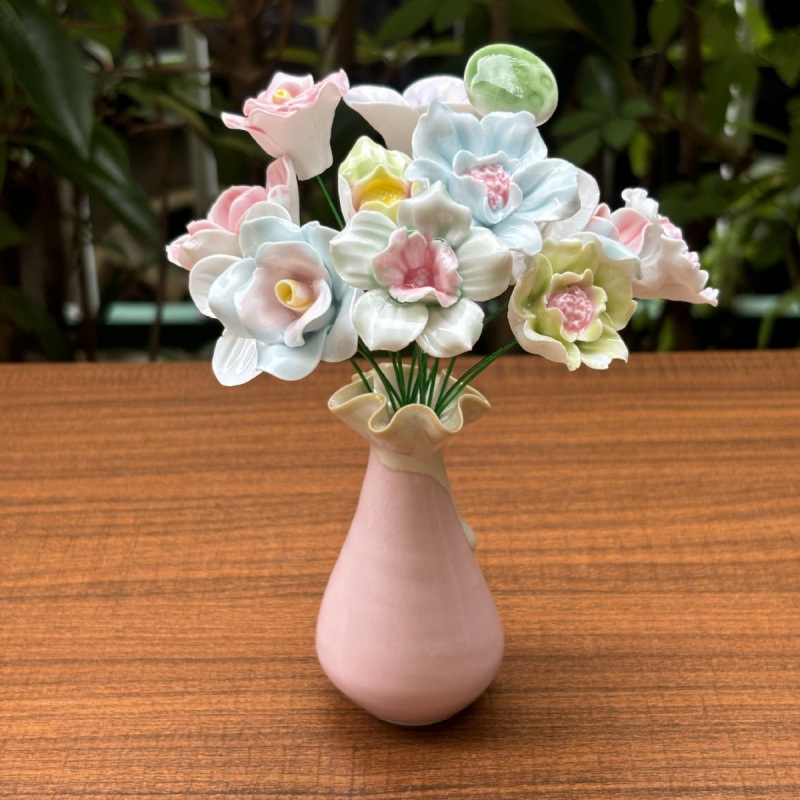 景德镇高温手工陶瓷花朵批发花瓶装饰花束送女友礼物|undefined