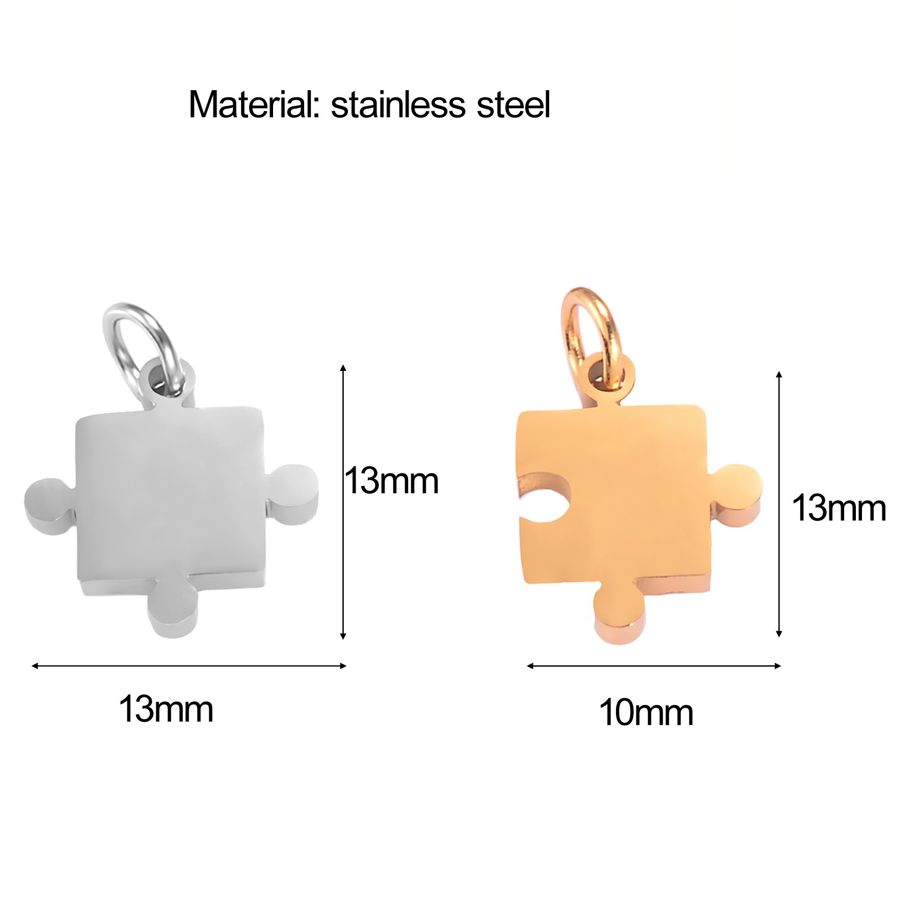 5 PCS/Package 13*13mm 13*10mm 201 Stainless Steel Jigsaw DIY Ornament Accessories display picture 6