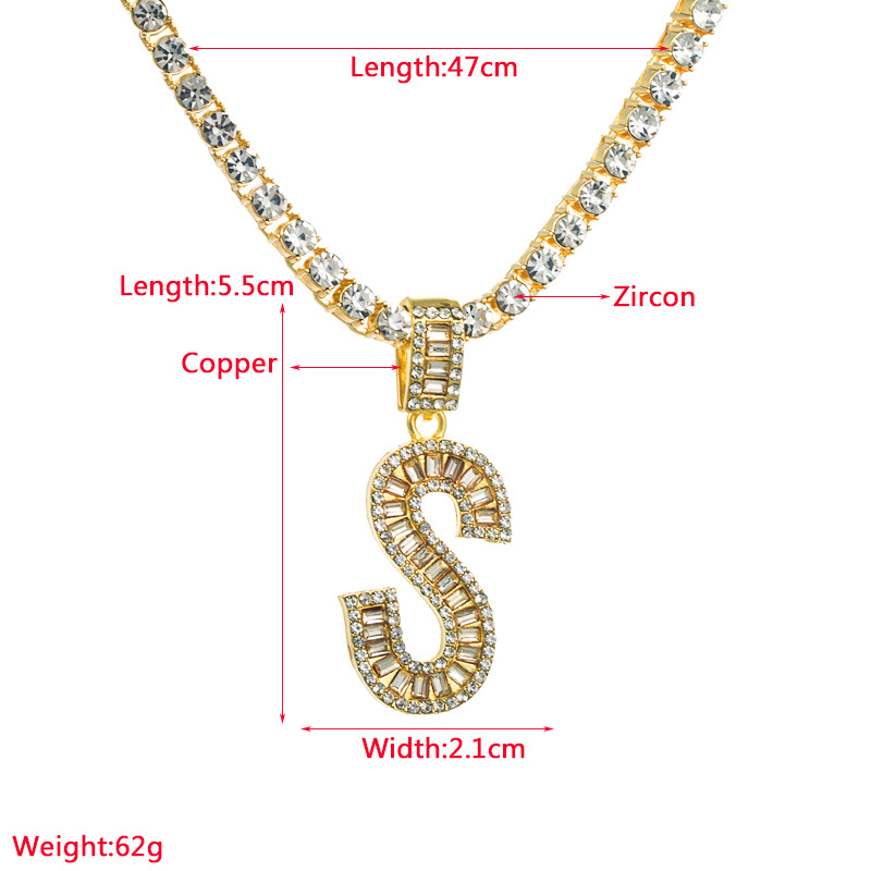 Fashion Letter Copper Pendant Necklace Plating Inlay Zircon Copper Necklaces