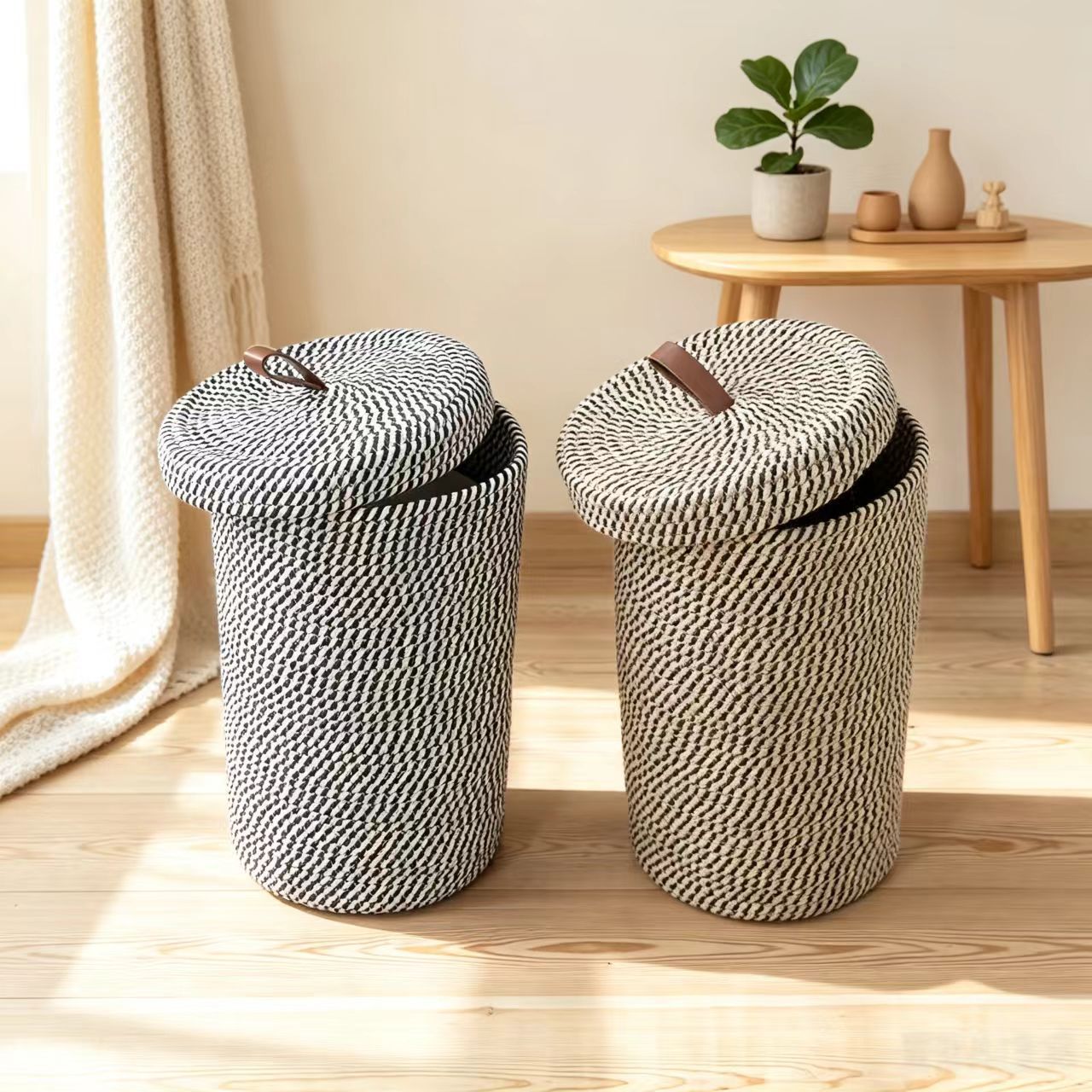 Cross-Border Bohemian Style Decorative Toilet Paper Storage Basket, Cotton Rope Woven Basket for Storing Large Rolls of Toilet Paper, in Stock