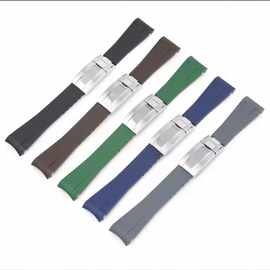 劳力仕绿水鬼探险家黑GMT迪通拿游艇硅胶手表带 硅胶表链20mm