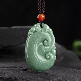 Natural a goods Jade Bean Green auspicious jade pendant pendant ice pendant flower women's jade wholesale