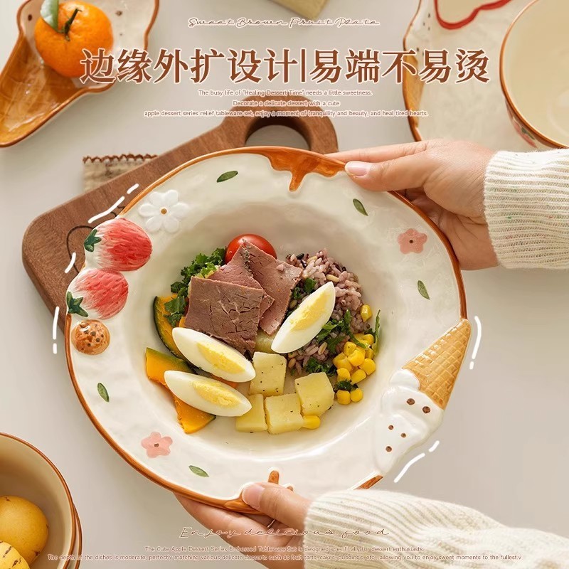 手描きインボウルセラミック食器と皿セットフレーバープレート高価値プレートライスボウルインスタントラーメンボウル深皿スプーン|undefined
