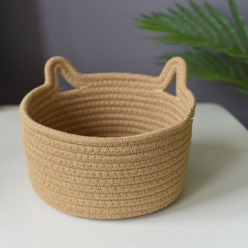 Storage basket wholesale cotton basket woven basket rattan cat ear round internet celebrity storage basket manufacturer direct sales basket