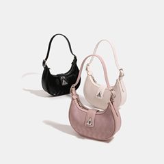 Original French Pink Checkerboard Crescent Moon Bag 2024 Spring New Axillary Bag Unique High-End Single Shoulder Crossbody Bag