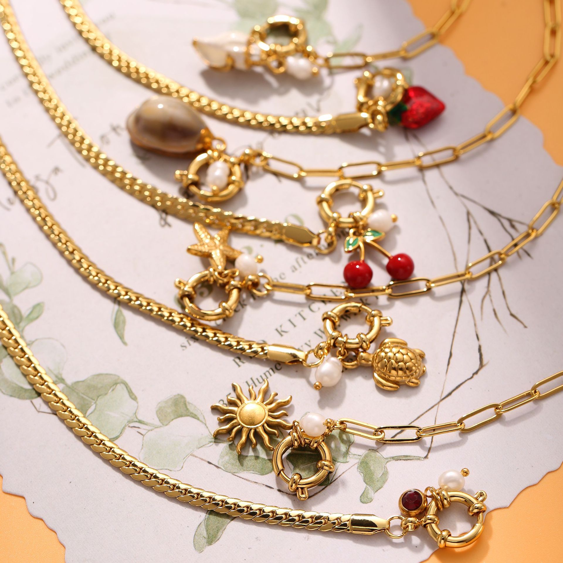11g Weight Spring Ring Trigger Clasp Closure Clasp Closure Type Titanium Steel Pendant Material Bracelets Classification Titanium Steel Chain Material Cuban Link Chain Curb Chain, Paperclip Chain Chain Type 1 Piece Quantity Daily, Date Occasion Titanium Steel Material Sun, Cherry, Starfish Pattern All Seasons Season Women's Gender Plating Design Elegant, Sweet Style Elegant Sweet Sun Cherry Starfish Titanium Steel Cuban Link Chain Curb Chain Paperclip Chain Bracelets In Bulk 无