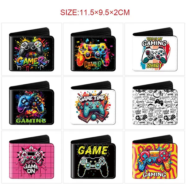 E-Sports Style Game Controller Graffiti Print Wallet, Large Capacity, Wear-Resistant, Short Folding Wallet for Students