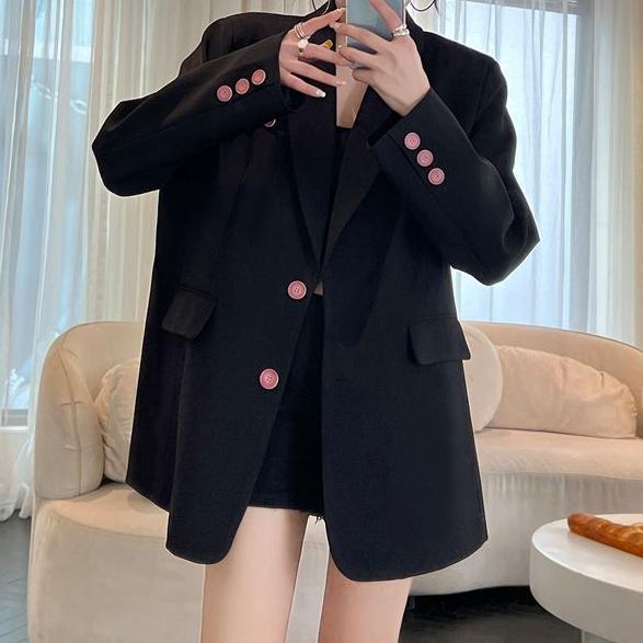 Korean Stil Freizeit Blazer Für Damen Klassisch Lockerer Schnitt_voghion.com