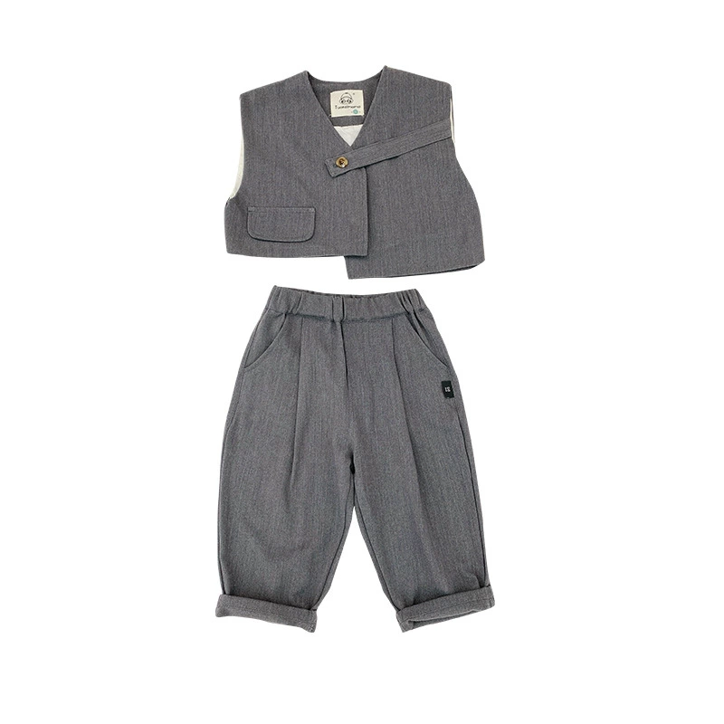 Spring children's set for boys for leisure, vest, classic suit, Korean style