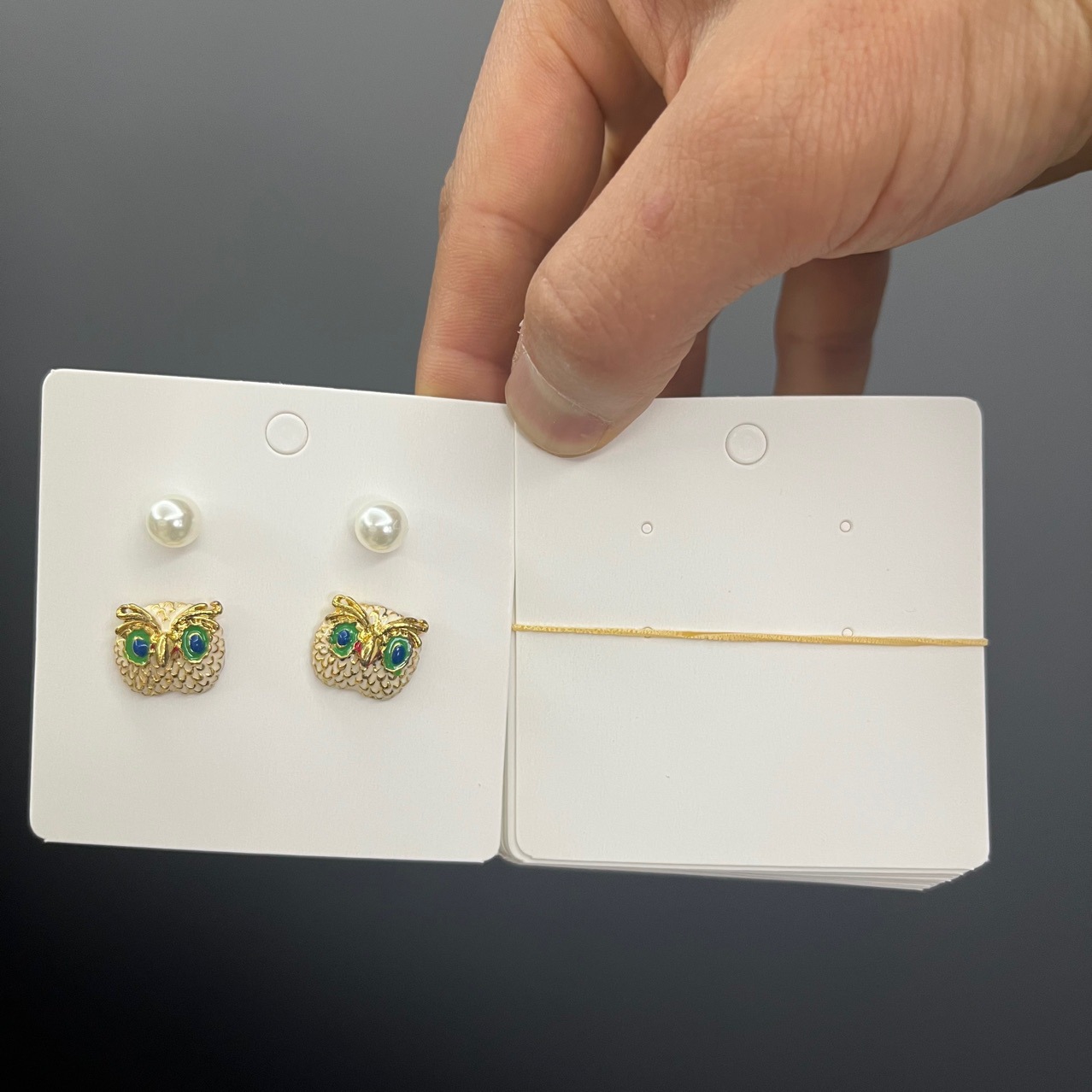 Kp308空白耳钉包装卡片四孔位两对耳饰卡片耳环diy吊牌搭配袋子