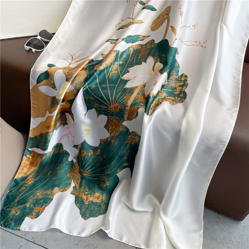 Tok Tok Boom light luxury scarf women with spring and summer new imitation silk fashion flower sun protection scarf shawl