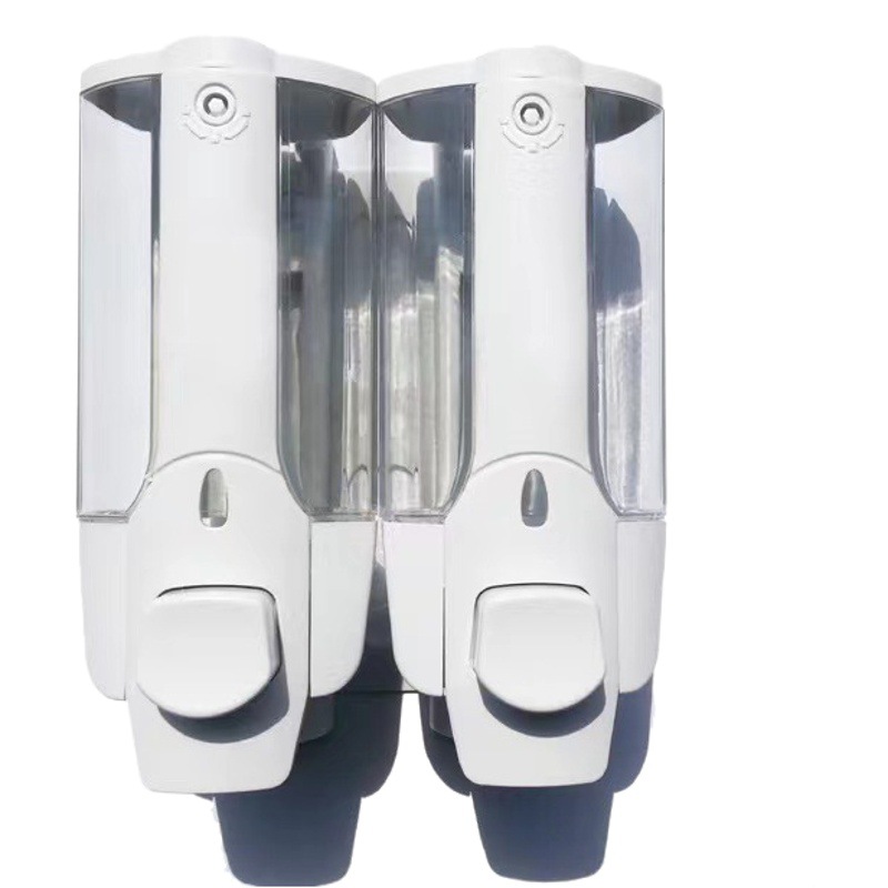 En stock suministro dos en uno dispensador de jabón de prensa dispensador de jabón manual de gel de ducha de champú de gran capacidad