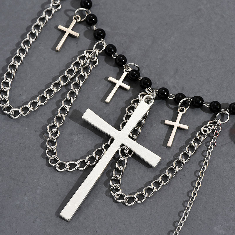 1 Piece Original Design Cross Artificial Crystal Alloy Beaded Plating Womenu0027S Choker