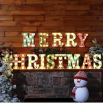 新款彩印led圣诞快乐字母灯圣诞节场景布置氛围灯家居节日装饰灯