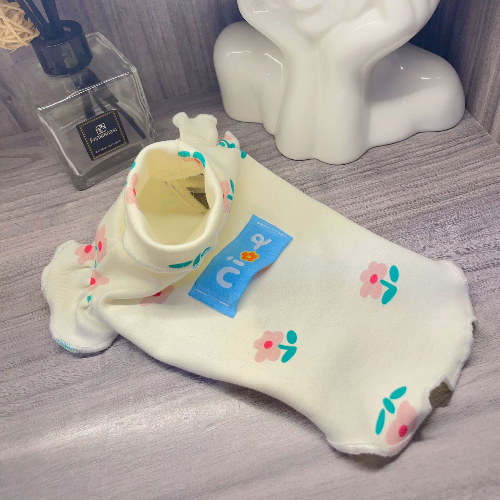 寵物衣服無毛貓打底衫小狗狗飛飛袖小花純棉高領春秋冬羊毛保暖衣