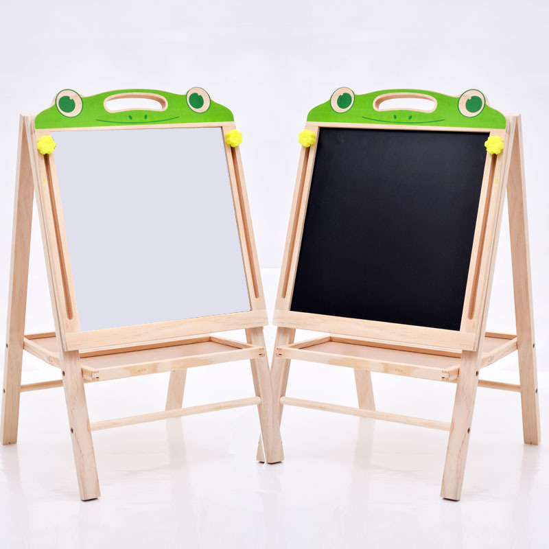 Pizarra de elevación de madera Pintura plegable Tablero de dibujo magnético Aprendizaje para niños Juguetes educativos Tablero de escritura tipo soporte de doble cara