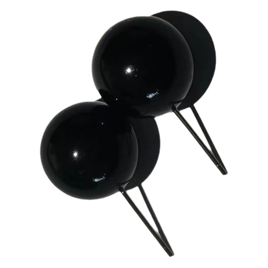 Простые серьги-гвоздики из стали с имитацией жемчуга для прокола ушей, серьги-гвоздики в форме черной бобовидной бусины, оптом.