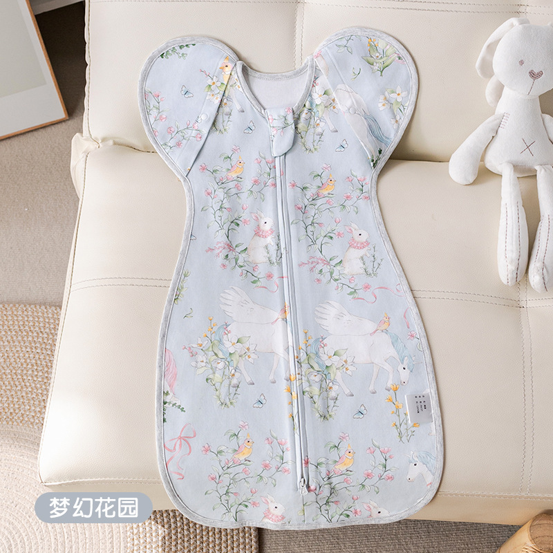 ベビー寝袋 春夏用 子供用 踢き防止キルト ニット綿 新生児用おくるみ 踢き防止おくるみ|undefined