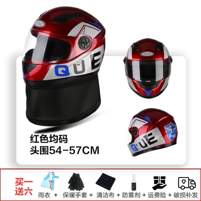 Helmet plus size Winter Helmet, Motosiklet kaskı (dəbilqə) - red-one-size-fits-all-anti-fog-lens-head-circumference-54-57cm