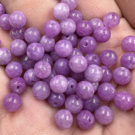 翡翠玉紫罗兰圆珠玉石散珠紫色饰品珠diy手链项链手工配件珠批发