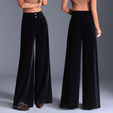 专柜金丝绒阔腿裤女2025新款时尚高腰显瘦宽松女士百搭垂直休闲裤