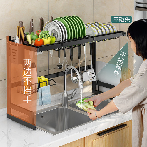 Cross-border Amazon stainless steel sink rack household kitchen storage rack bowl dish tableware knife storage rack draining rack