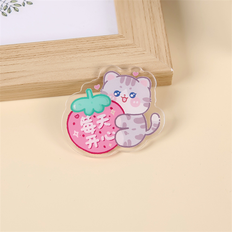 透明漫画アクリルパッチ子猫ブローチかわいいバッジ激励志願い事文字ピン掛け飾りプレゼント|undefined