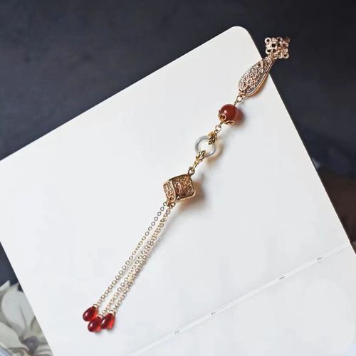 Antique cheongsam collar chain decoration pendant, Chinese style, national trend, ancient style brooch with tassels, imitation pearl accessory, exquisite