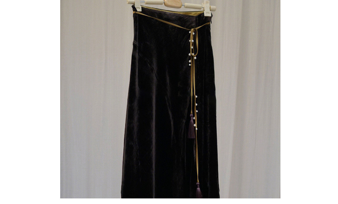 夏季重磅高腰显瘦百搭黑色丝绒新中式半身裙子复古高级长裙417077