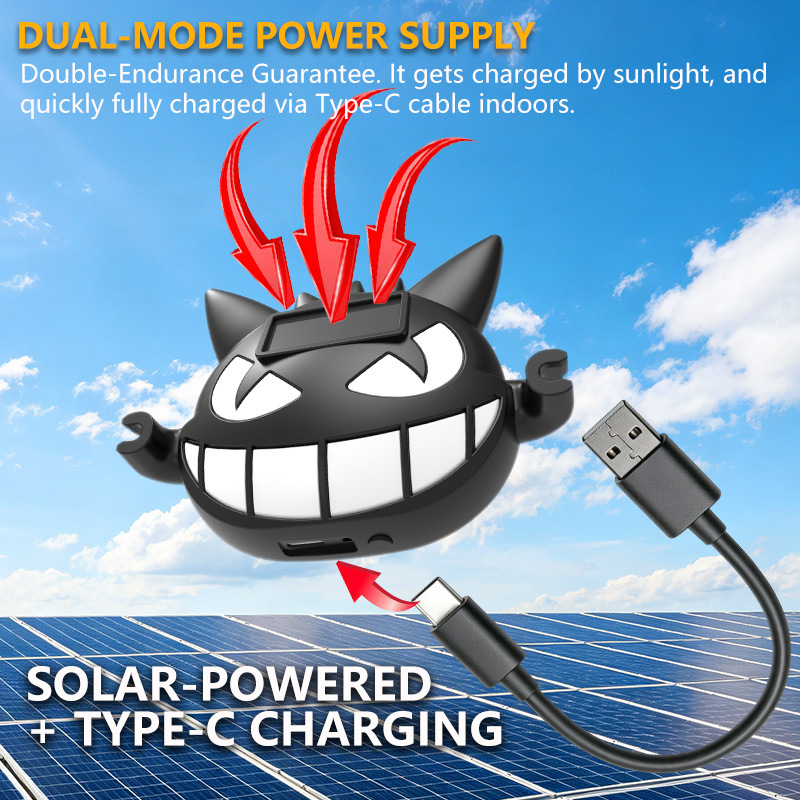 Cross-border car decorative light Halloween solar-powered wireless evil demon eye LED warning ambient light dynamic