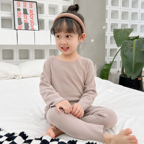 Baby Autumn and Winter German Velvet Thermal Underwear Set with Tag for Boys and Girls Autumn Clothes and Autumn Pants Home Clothing Pajamas