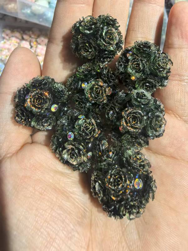 新款深浅系列仿真山茶花花球可过笔直孔DIY手机链饰品配件|undefined