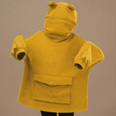 Autumn and Winter New Mid-length Design Frog Sweater Thickened Fleece-lined Cute Women's Loose Casual Top for Girls