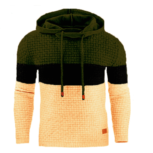 New autumn and winter European and American men's jacquard sweatshirt long-sleeved hooded sweater warm color hooded sports jacket 