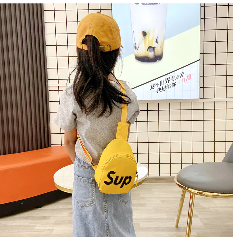 Korean children's chest bag 2021 Summer New Style cute and trendy boys' and girls' waist bag with simple letters, children's single-shoulder bag undefined