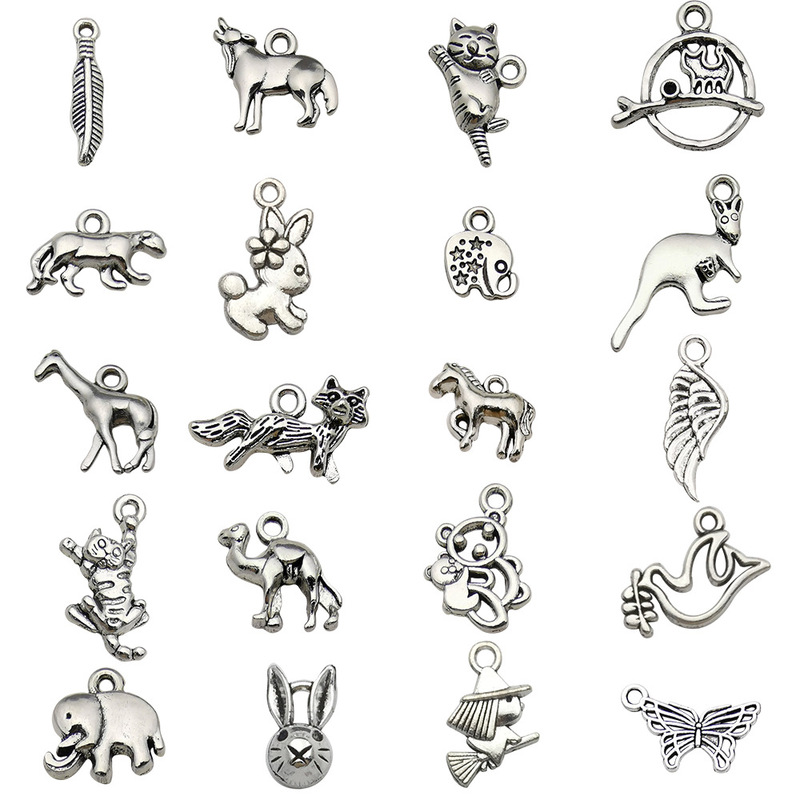 20 Ancient Silver Cute Simulation Animal Alloy Jewelry Accessories DIY Handmade Earrings Necklace Pendant Pendant Material