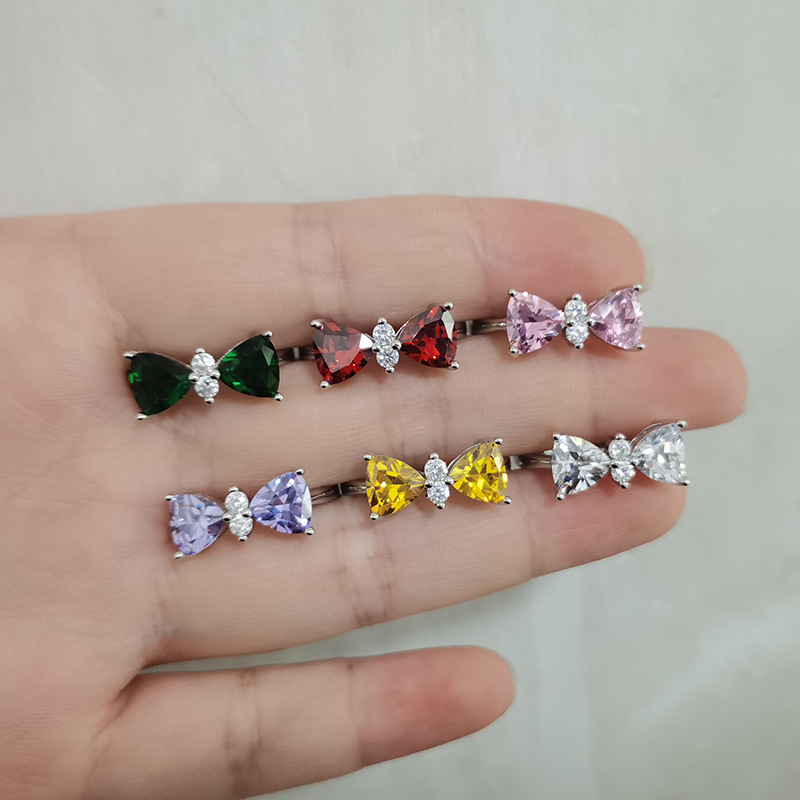 Fashion Bow Knot Copper Inlay Zircon Open Ring 1 Piece
