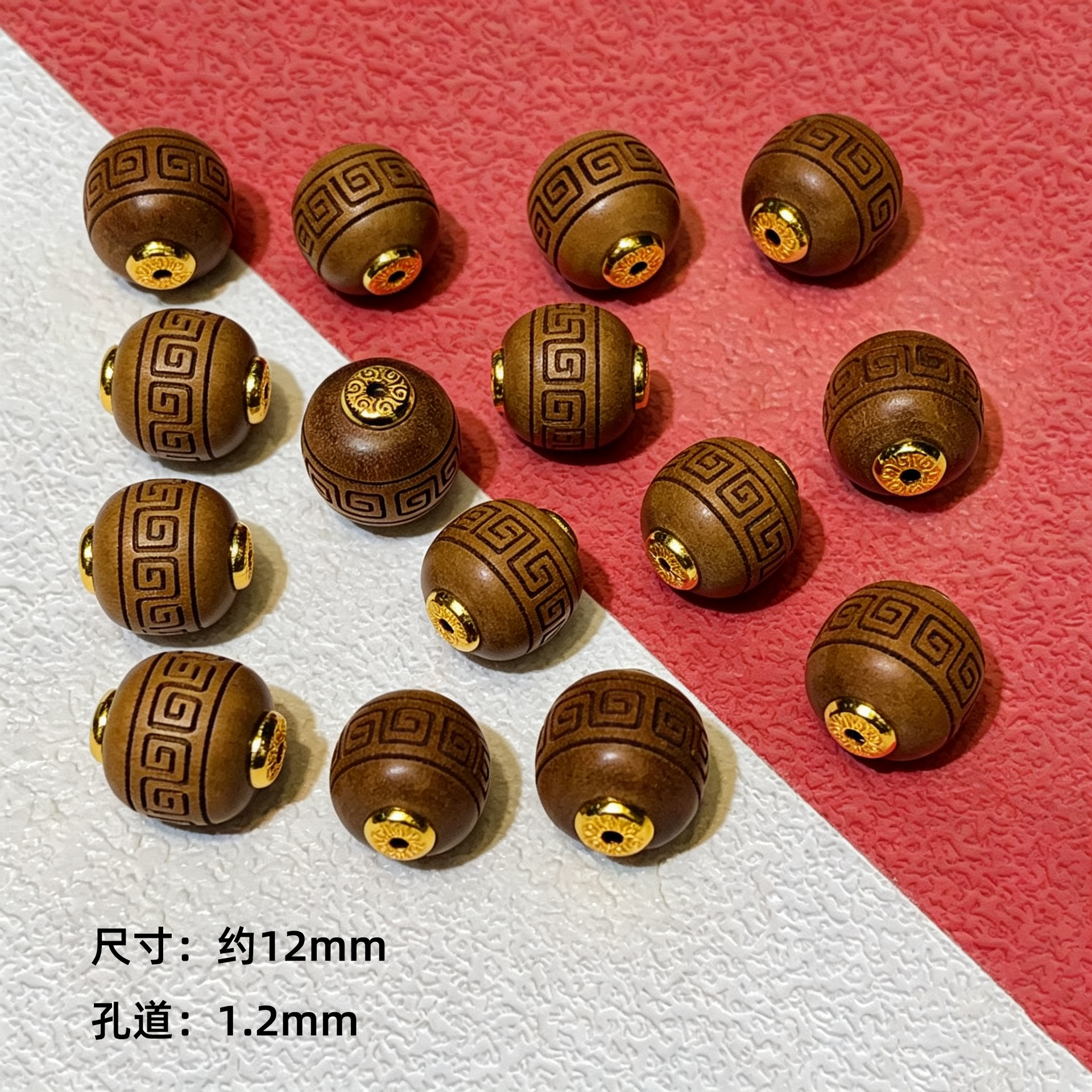 s925 ancient silver gold-plated agarwood spacer beads bracelet DIY accessories loose beads gold-plated decorative beads spacer pieces jewelry materials