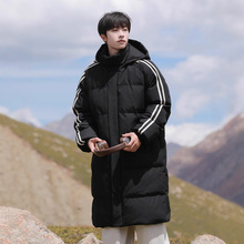 2025  运动棉衣加厚男女长袖抗寒防水棉服长款三条杠过膝冬季潮流