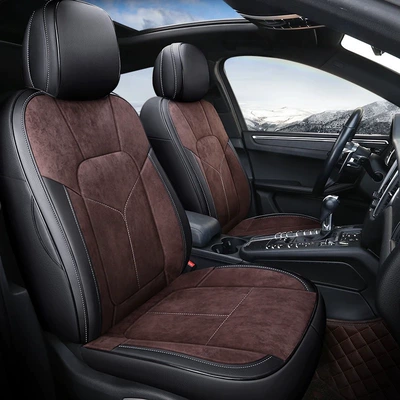 Bora, Magotan, Id.3, Tiguan L, Modelə uyğun (Original) oturacaq örtükləri - suede-black-coffee-color-five-seats-fully-surrounded-in-front-and-rear-rows