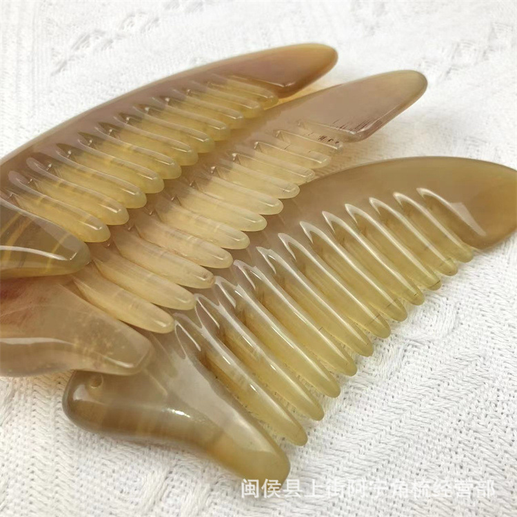 Natural Goat Horn Massage Comb Triangle Gua Sha Scalp Comb for Head and Body Meridian Massage 10-15cm key features