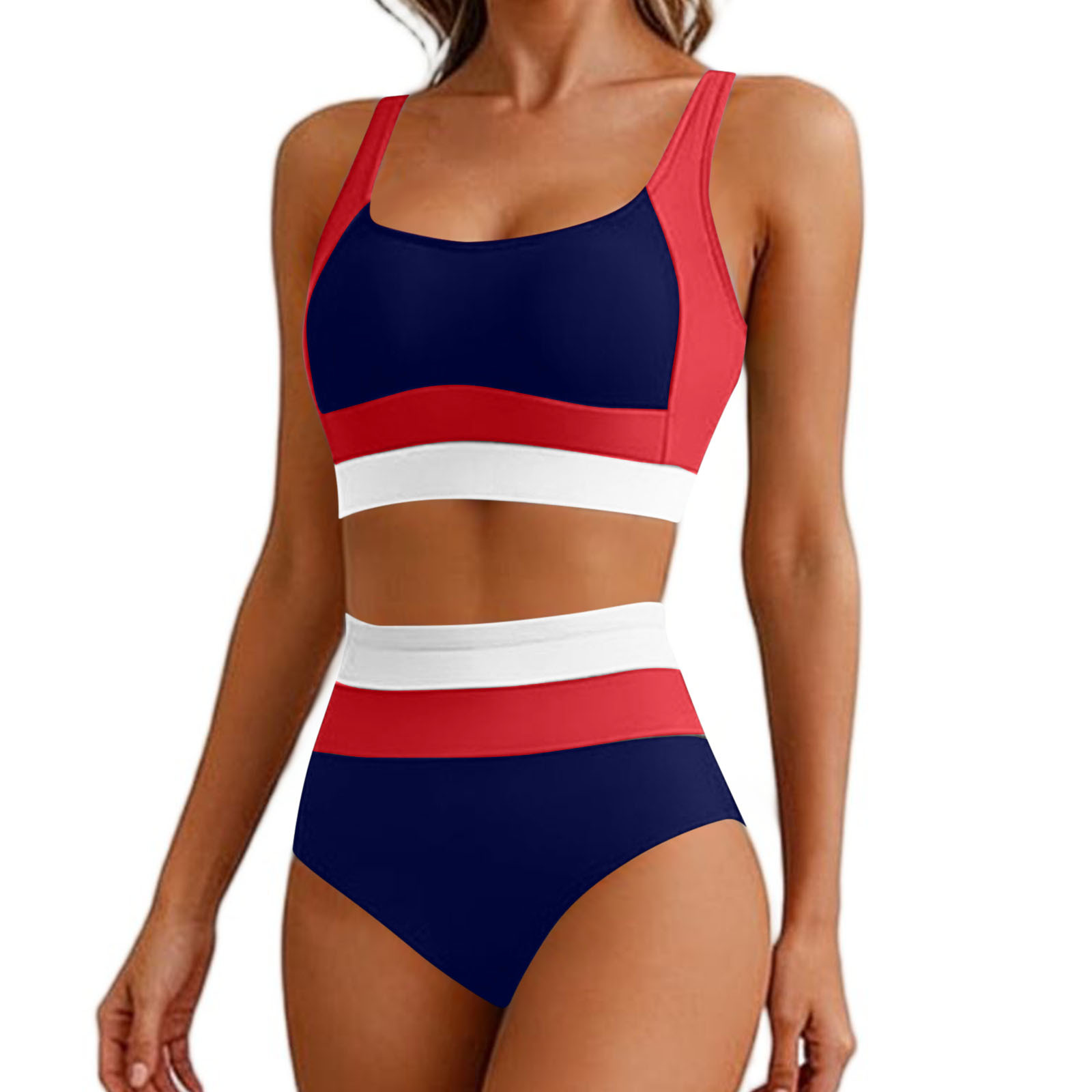 Women's Slimming Two-piece Bikini Set Solid Colour Swimwear_voghion.com