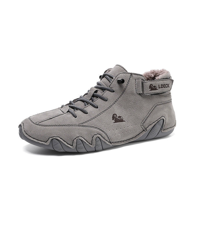 Bốt Martin nam cổ cao lót nhung giữ ấm, giày bông da lộn đế cao su chống trượt — C8008M kaki lót nhung, C8008M màu xám lót nhung, C8008M màu đen lót nhung, F8008M màu hồng lót nhung chi tiết 42