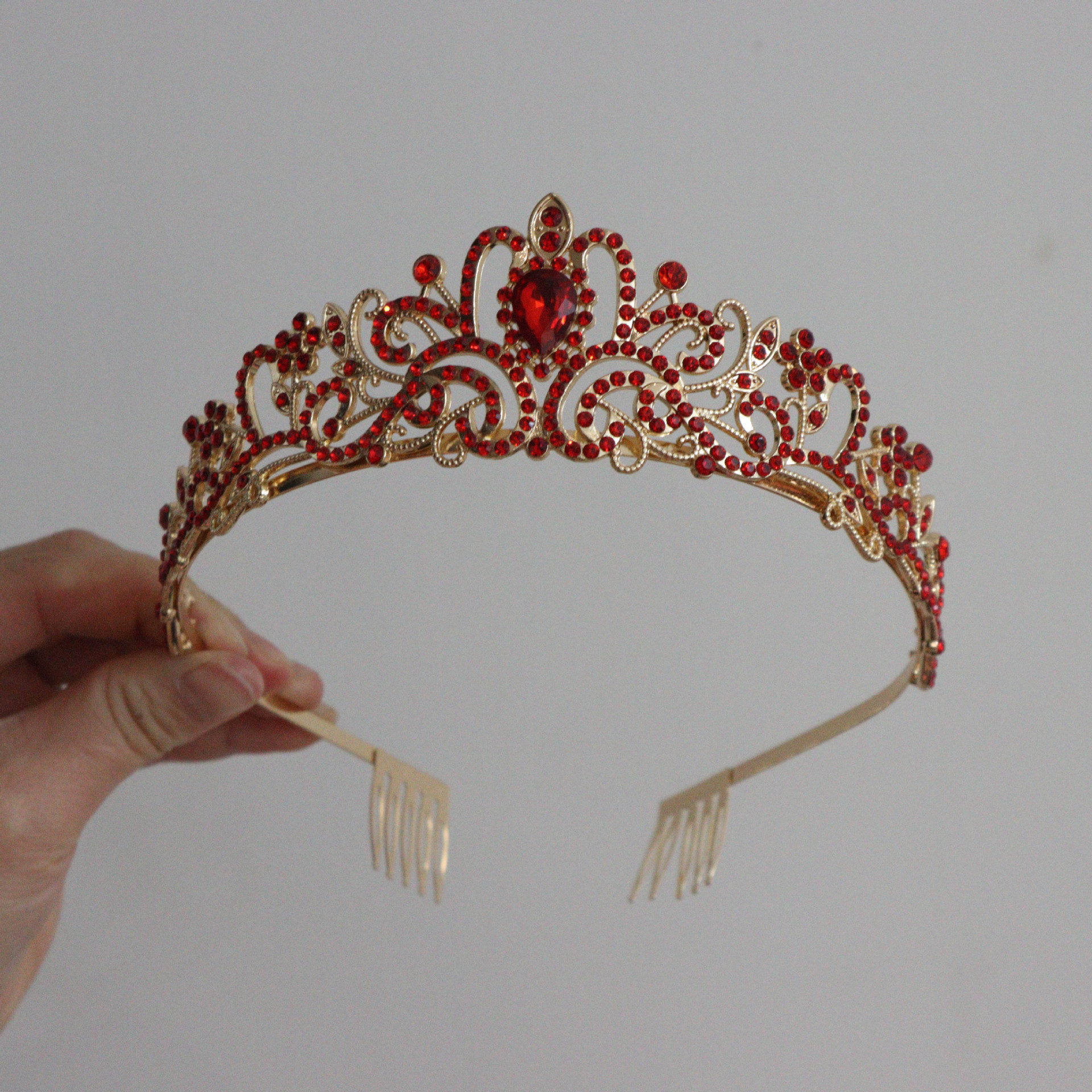 190g Weight Hair Band Hair Accessories Type Zircon Inlay Material 1 Piece Quantity Wedding, Festival Occasion Alloy Material Crown Pattern All Seasons Season Women's Gender Inlay Design Luxurious Style Luxurious Women's Crown Alloy Inlay Zircon Hair Band 2