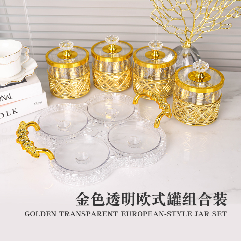 european-style plastic glass candy storage tank transparent storage tank candy box dining table living room decoration practical ornaments