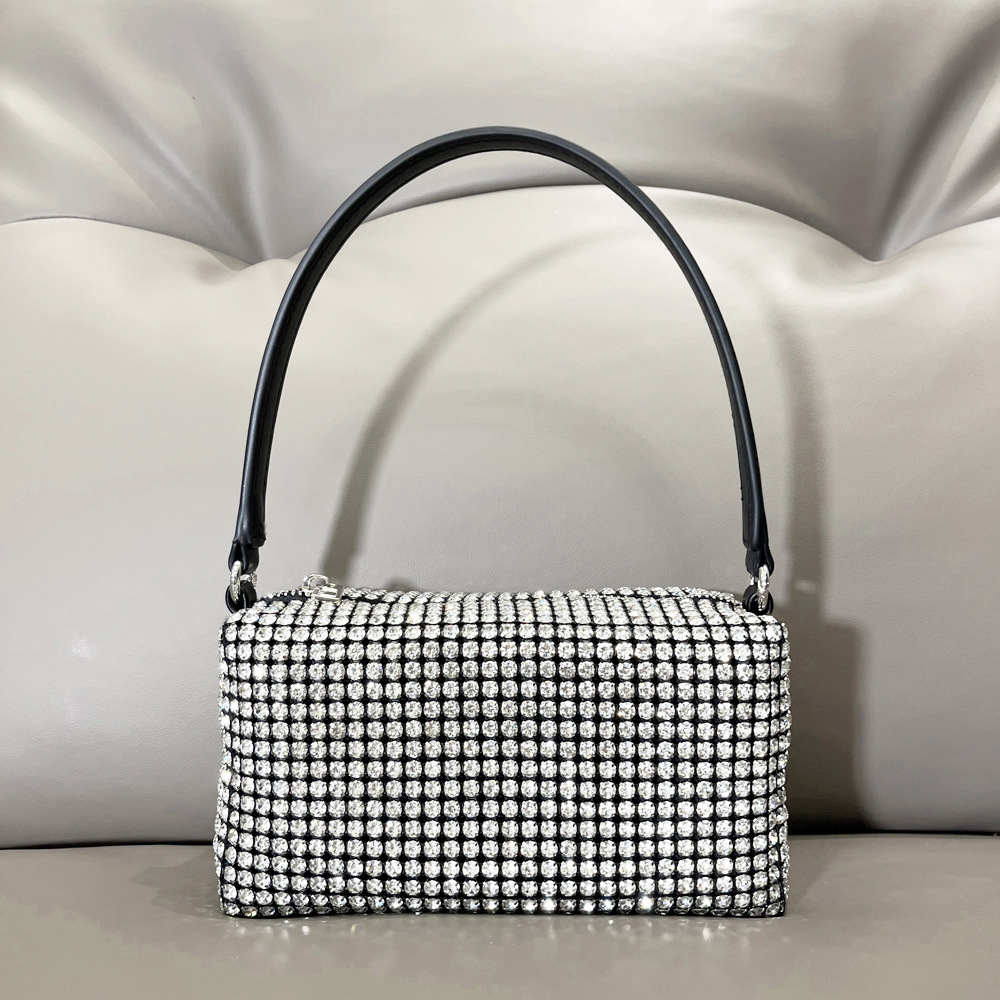 Rhinestone Top Handle Bag Sparkling Crystal Mini Shoulder Purse_voghion.com