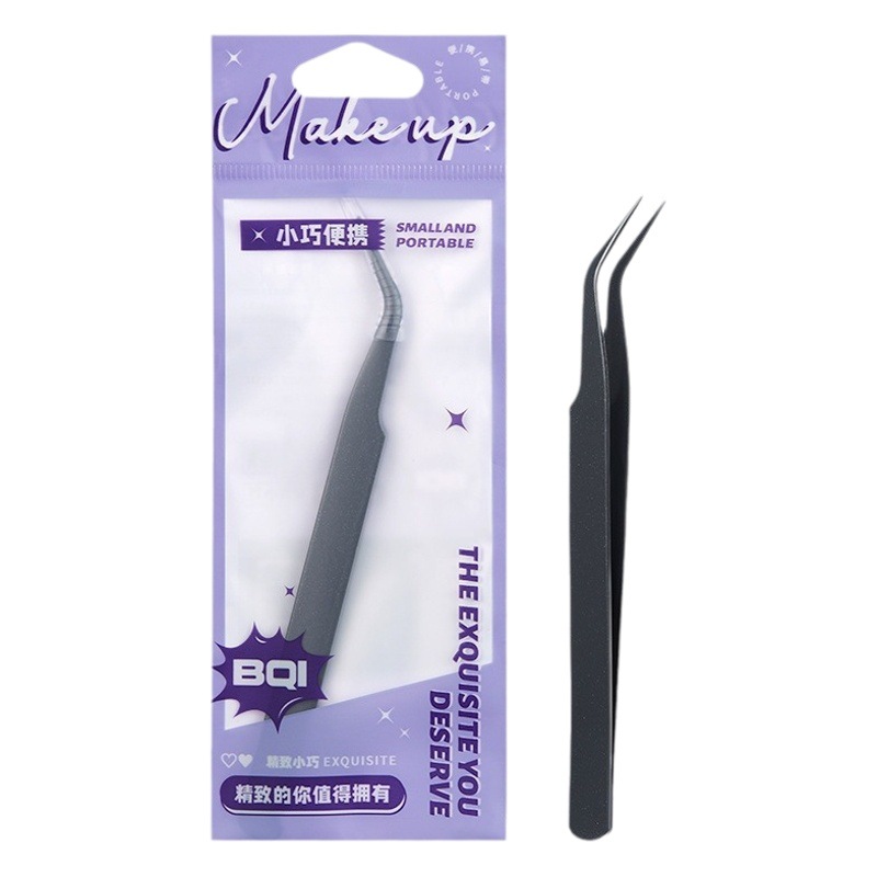 BQI false eyelash tweezers collection eyelash artist glue clip round head grafting special stainless steel Jinyu clip novice