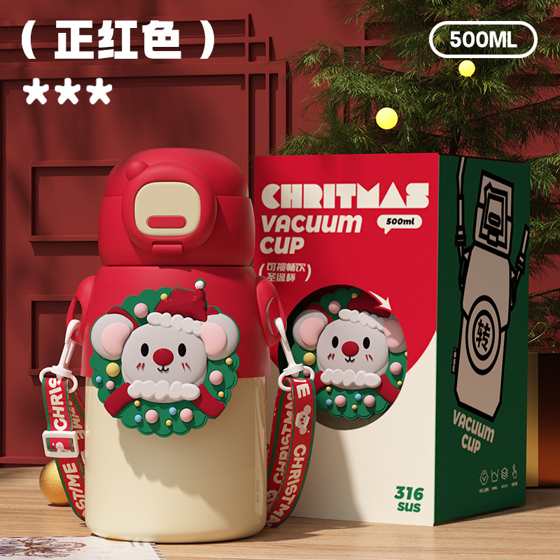 Marca nueva taza de vacío 316 taza giratoria de acero inoxidable de dibujos animados de alta apariencia hombres y mujeres taza de agua Regalo De vacaciones láser logo